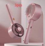 Pet hair remover brush set (3pcs) in pink with self-cleaning bowl