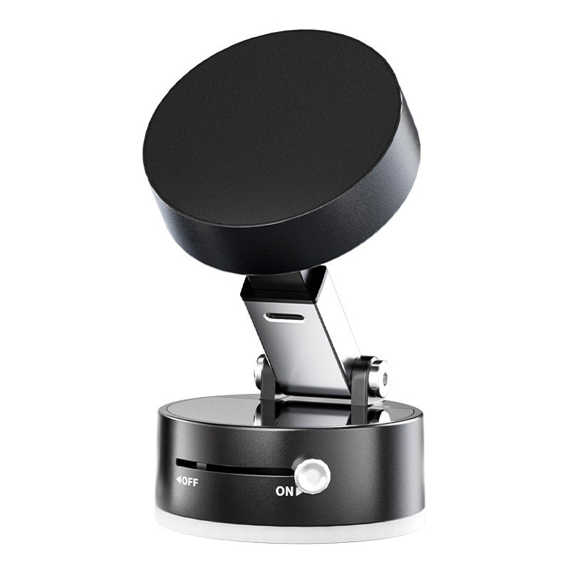 Black magnetic car phone holder base with foldable suction-cup mount