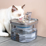 Stainless steel automatic pet water fountain with transparent pump and drinking tray