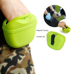 Neon green pet treat waist bag with silicone magnetic closure