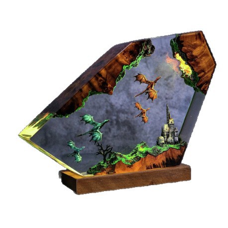 Dragon And Castle Handmade Resin Lamp