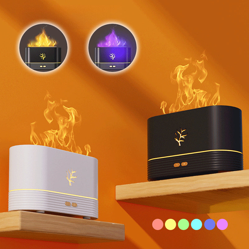 Humidificador de llama USB con temporizador inteligente, difusor de aroma eléctrico LED, lámpara de noche con simulación de fuego para decoración del hogar