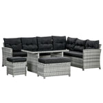 Juego de muebles de patio de ratán de 5 piezas – Dos sofás de 3 plazas, gris mixto
