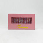Press-on nail set box for pastel galaxy nails, shown with multicolor rhinestone designs