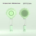 Green pet spray comb with round bristle brush head and spray bottle handle