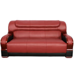 Pickup Only--Black & Red Genuine Cow Leather 3-Piece Couch Living Room Sofa Set