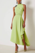 Vestido midi sin mangas verde salvia – Estilo elegante para invitadas de boda