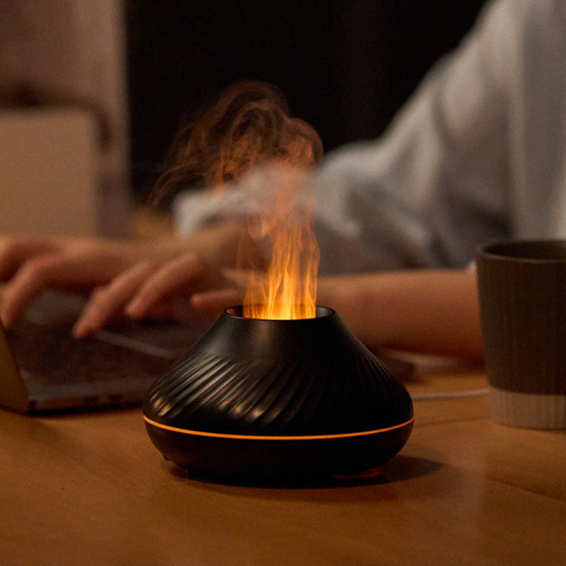 Nuevo difusor de aroma de llama RGB de 130 ml, difusor de llama de colores 3D, humidificador, difusor de volcán de fuego, llama
