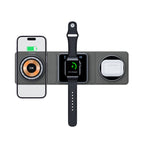 3-in-1 magnetic wireless charger station, black watch strap and charging pads