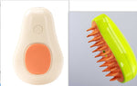 Cream electric pet grooming brush with orange bristle pins; lime-green side view