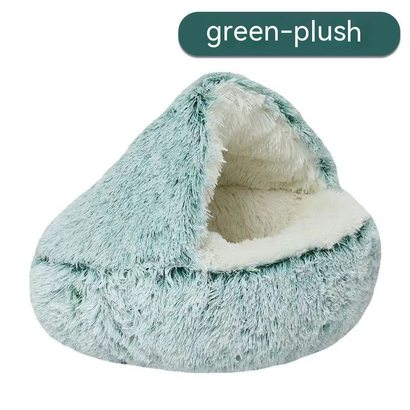 CozyNest Semi-Closed Cat Bed | All-Season Comfort for Small Dogs & Cats | Warm & Inviting Winter Retreat