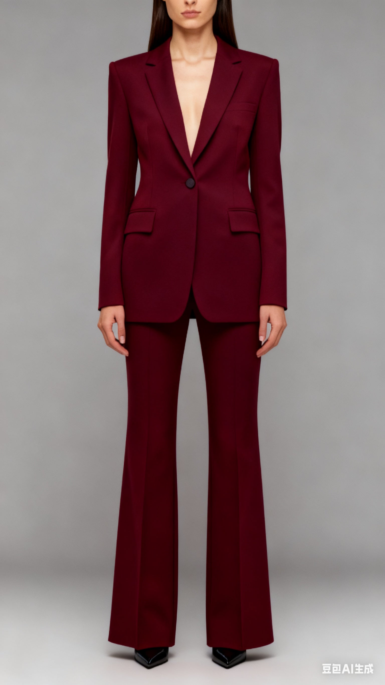 Traje de dos piezas esculpido Power Of Earth color borgoña