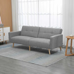 2-in-1 Convertible Sofa Bed 205x88cm – Linen-Look Grey Couch, Space-Saving Design