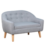 Kids 2-Seater Armchair – Wood Frame Mini Sofa for Children's Bedroom, Grey