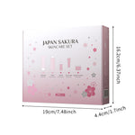 Japan Sakura skincare set gift box with product icons and dimension labels