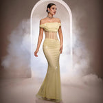 Glamourous Nights Off-the-Shoulder Sequined Mermaid Gown – Dazzle at Every Evening Event