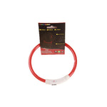USB rechargeable flashing LED pet collar on display with red light ring