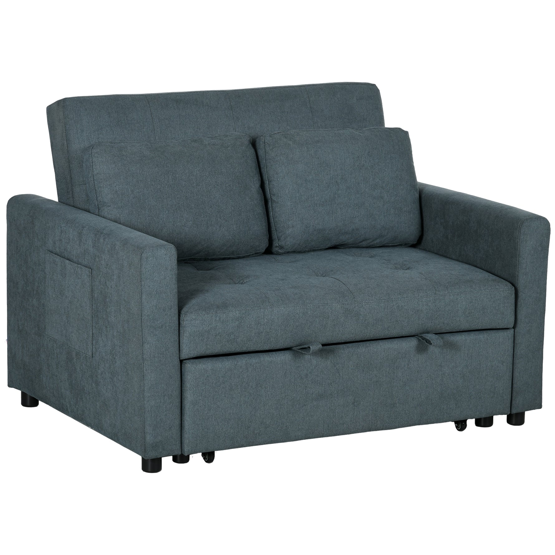 Loveseat Sofa Bed – Click-Clack Convertible Settee, Charcoal Grey