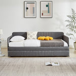 Daybed, Sofa Bed Metal Framed With Trundle Twin Size, Grey, 78.4 L X 41 W X 29.8 H.