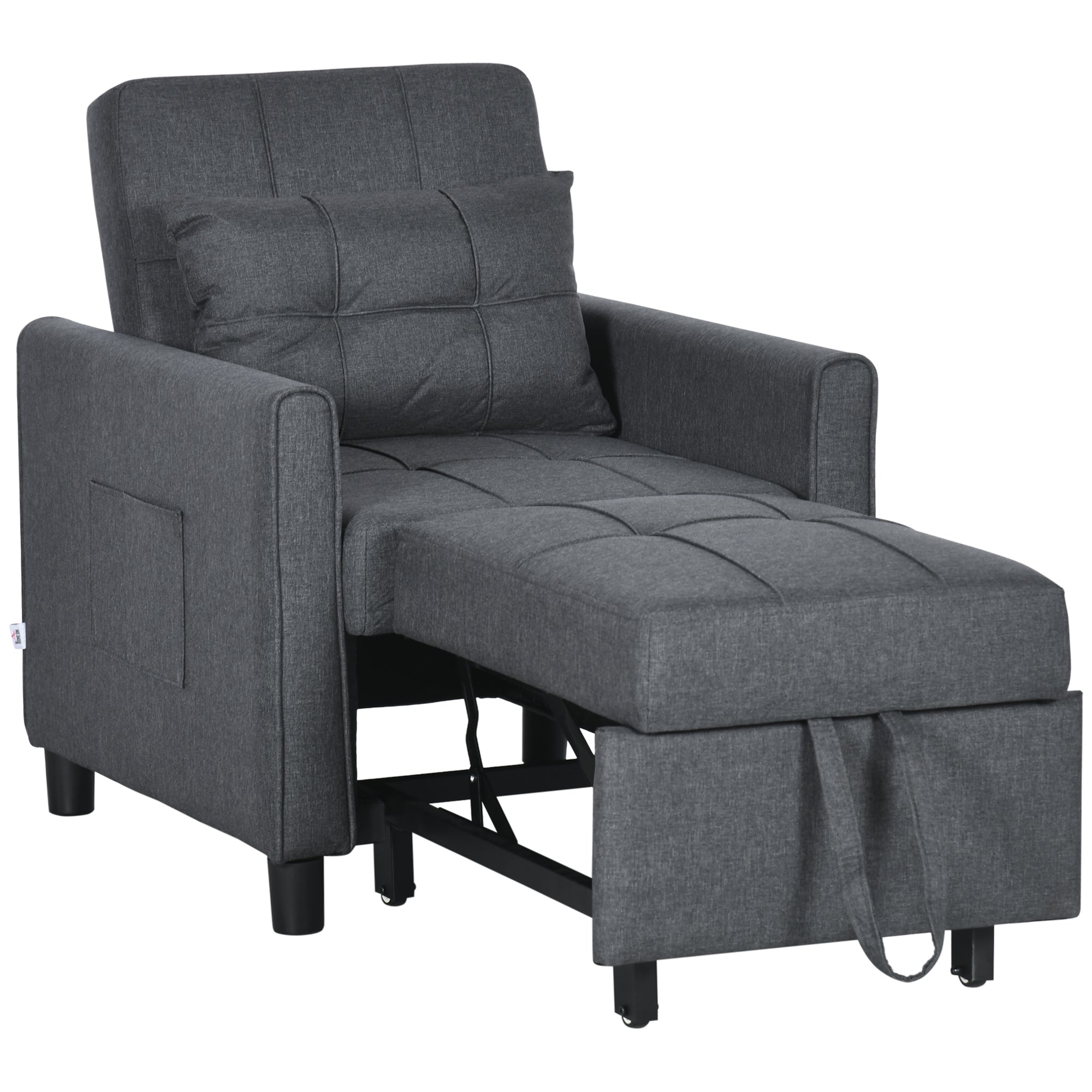 Sillón Cama 3 en 1 – Respaldo Ajustable, Estructura de Eucalipto, Gris