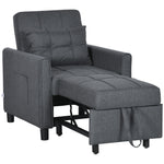 3-in-1 Single Chair Bed – Adjustable Back Convertible Sofa, Eucalyptus Frame, Grey