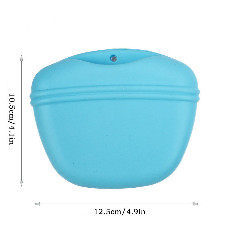 Light blue silicone pet treat waist bag, compact and rounded