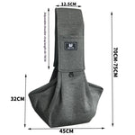 Dark gray pet shoulder carrier bag with front pouch and top handle loop
