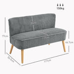 Modern Corduroy Double Seat Sofa W/ Wood Frame Foam Padding Soft Comfortable Compact Couch Grey