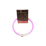 Rechargeable LED flashing pet collar, pink-purple ring with white control strip
