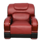 Pickup Only--Black & Red Genuine Cow Leather 3-Piece Couch Living Room Sofa Set