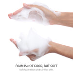 Facial cleanser foam on hands