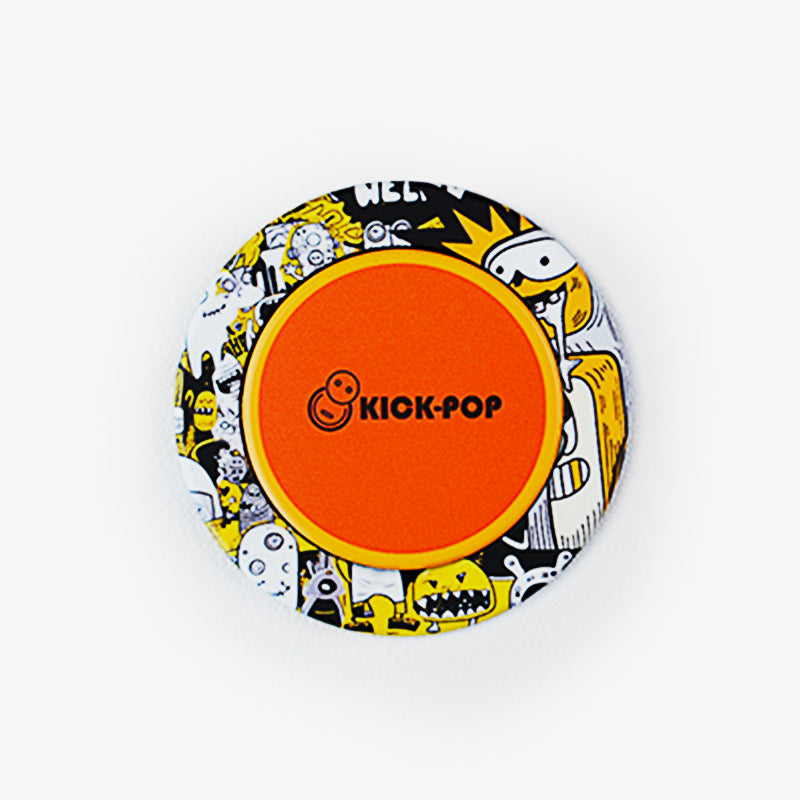 Magnetic phone holder with orange center and colorful character ring