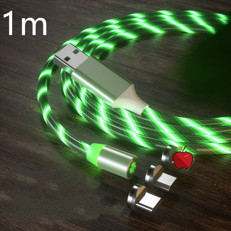 Magnetic LED charging cable with green light effect and USB-A connector