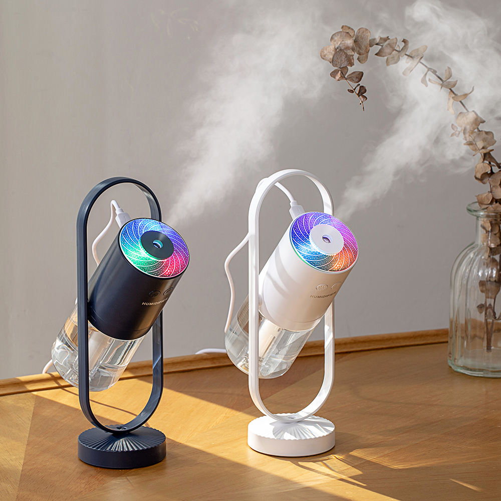 Humidificador portátil de luz de colores de 200 ml, recargable por USB, para coche