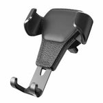 Car air vent phone holder with black padded cradle and textured grip, ready to mount