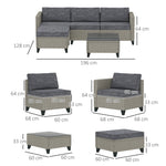 5-Piece Rattan Patio Furniture Set – Corner Sofa & Coffee Table, Dark Grey