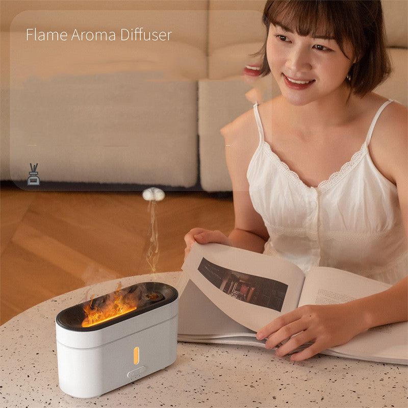 Humidificador de Aromaterapia con Lámpara de Llama, Máquina de Aromaterapia para el Hogar, Espectrómetro de Niebla con Lámpara de Llama, Humidificador para el Hogar