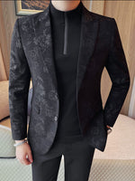 Men's Slim Fit Floral Print Blazer – Casual Polyester, Regular Length