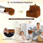 Sofá infantil con forma de oso – Sillón de espuma de forro polar para niños pequeños, Marrón