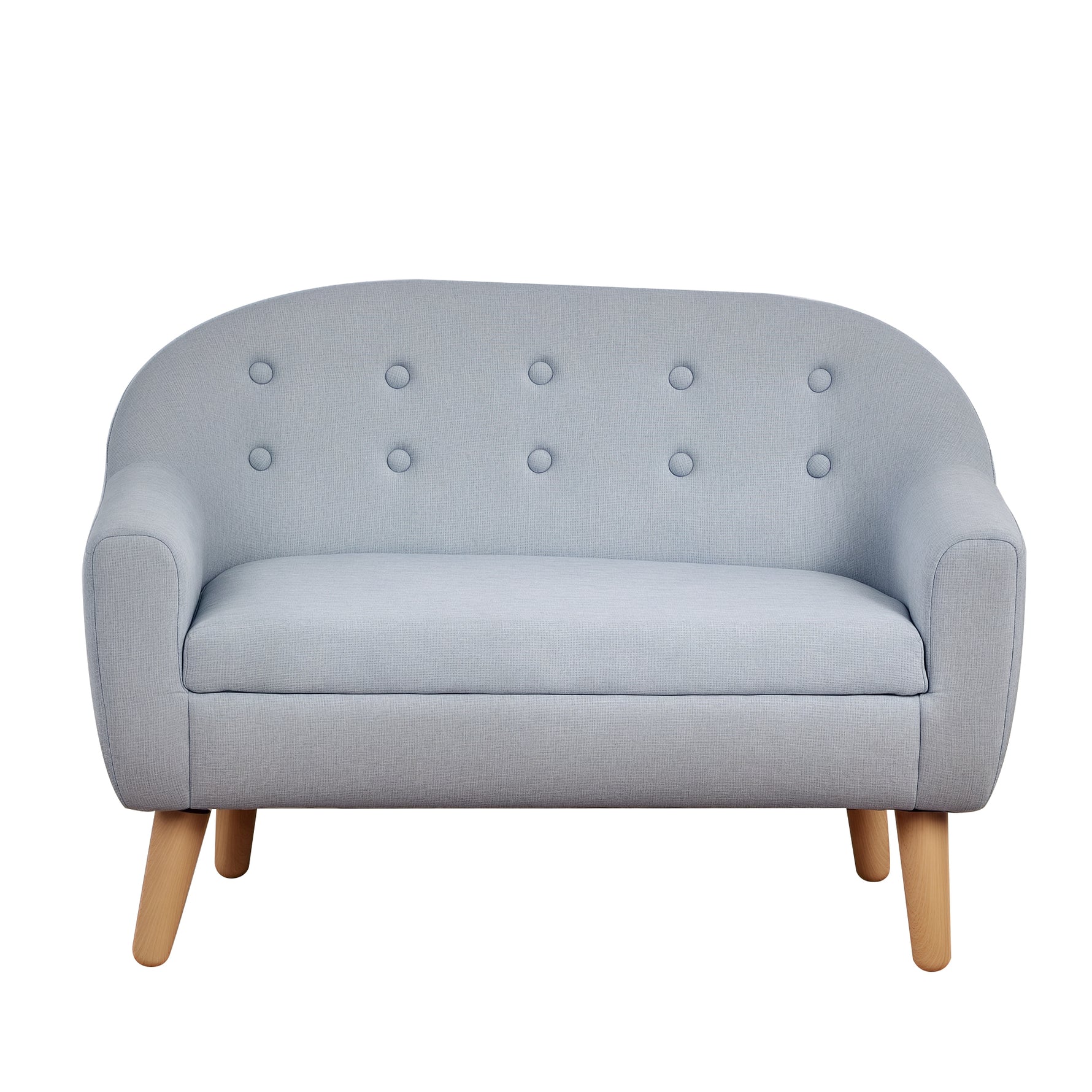 2-Seat Kids Sofa, Toddler Sofa Couch, Linen-Like Fabric & Wood Frame Sofa Chair for Ages 3-7, 11" High Seat, Gray
