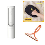 Reusable pet hair lint roller brush in white with orange squeegee head