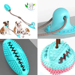 Teal suction cup tug dog toy with long rope and spiky chew ring