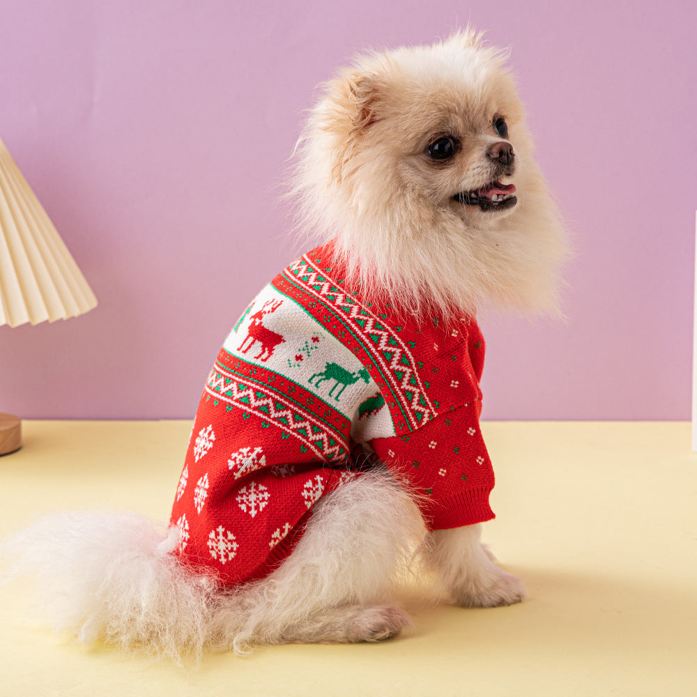 Pull de Noël pour chien motif sapin et élan