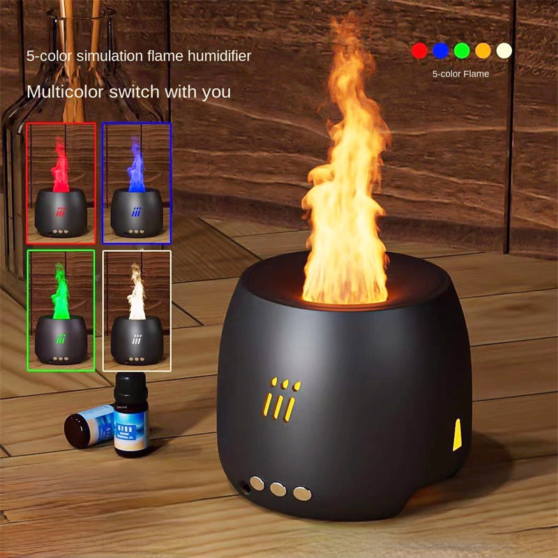 Difusor de aroma de llama, humidificador de aire, vaporizador ultrasónico de niebla fría, lámpara de llama de aceite esencial LED, difusor