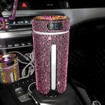 Luxury Diamond Car Humidifier LED Light Car Diffuser Auto Air Purifier Aromatherapy Diffuser Air Freshener Car Accessories For Woman