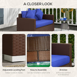 Outdoor Wicker Loveseat – 2-Seat PE Rattan Patio Sofa, Dark Blue