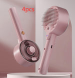 Pet hair remover brush set (4pcs) in pink with self-cleaning bowl