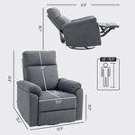 Sillón reclinable giratorio ancho – Balancín 360°, resortes ensacados, gris