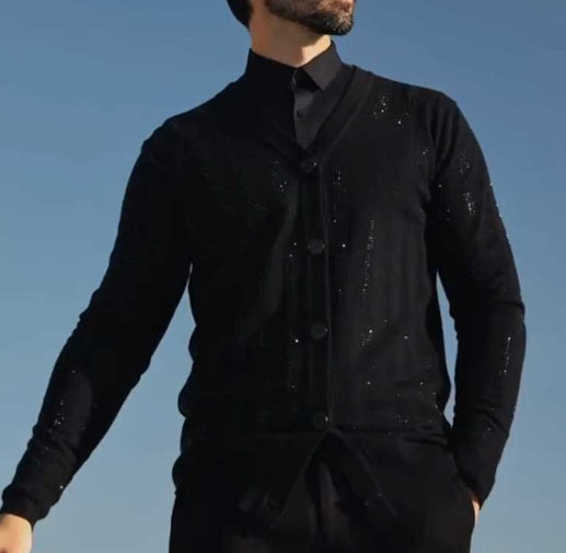 DazzleMen Sequin-Embellished Cardigan | Effortlessly Stylish & Eye-Catching