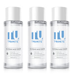 Tunmate glycolic acid toner bottles (3) with blue labels and clear liquid